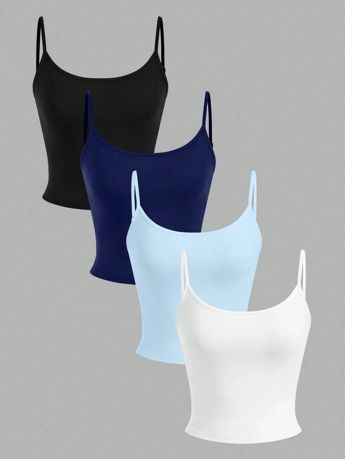 EZwear 4pcs/Set Women Cropped Sporty Camisole Tank Tops, Suitable For Summer Back To School