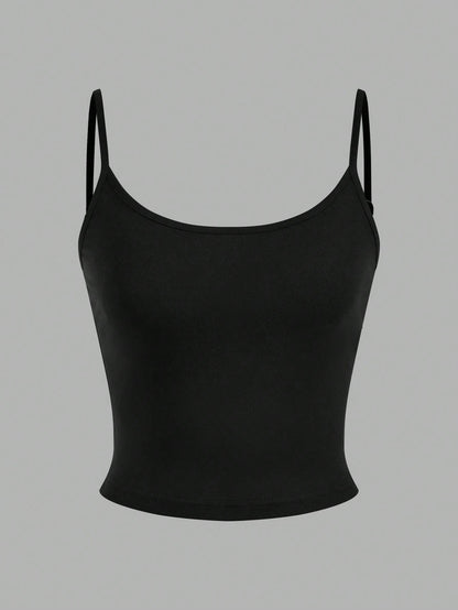EZwear 4pcs/Set Women Cropped Sporty Camisole Tank Tops, Suitable For Summer Back To School