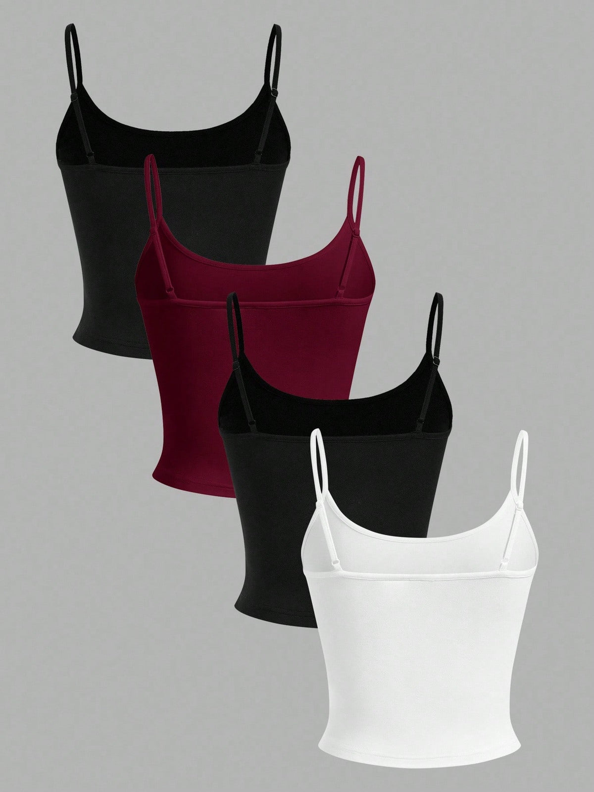 EZwear 4pcs Women's Cropped Casual Camisole Tops, Suitable For Summer,Red Top