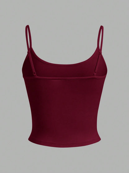 EZwear 4pcs Women's Cropped Casual Camisole Tops, Suitable For Summer,Red Top