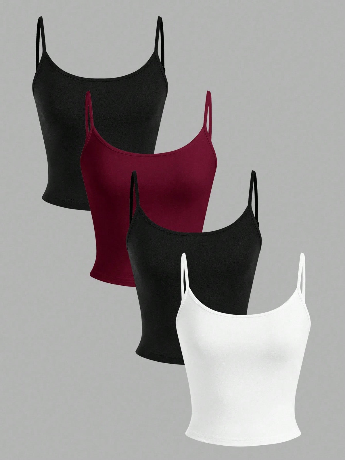 EZwear 4pcs Women's Cropped Casual Camisole Tops, Suitable For Summer,Red Top