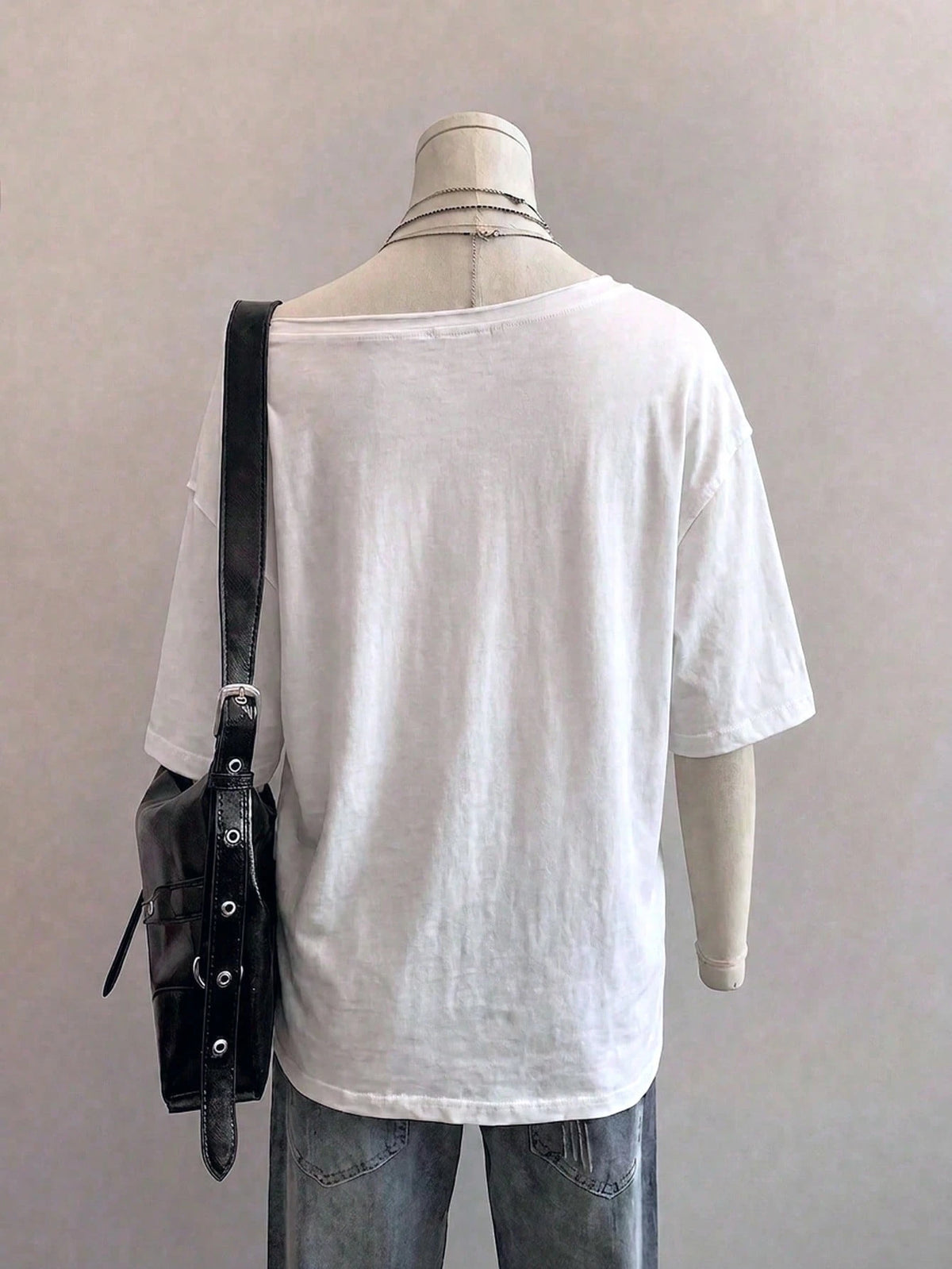 EZwear 95% Cotton Women's Casual Off-Shoulder Drop Shoulder Short Sleeve Loose Fit T-Shirt, Women's Summer Clothing, Women's Casual Wear, Street Style, Suitable For Daily Commute, Date, Party, A