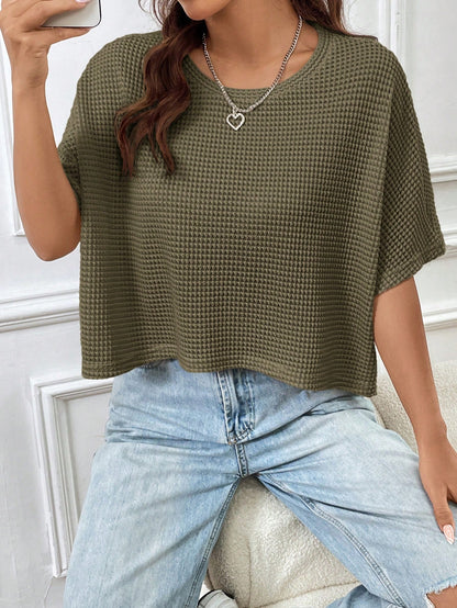 EZwear Army Green Loose Knit T-Shirt For Women