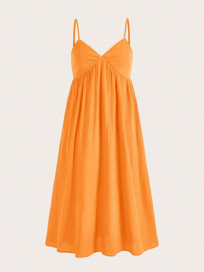 EZwear Casual Holiday Solid Cami Dress For Summer Vacation