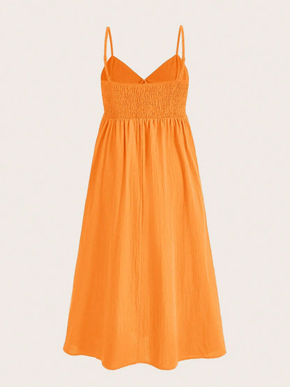 EZwear Casual Holiday Solid Cami Dress For Summer Vacation