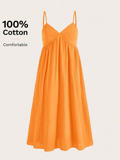 EZwear Casual Holiday Solid Cami Dress For Summer Vacation
