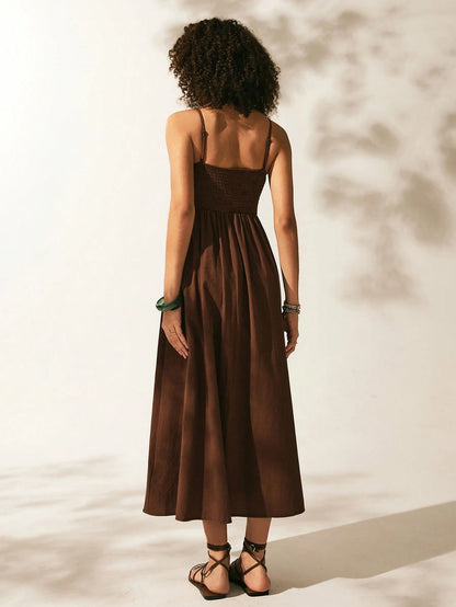 EZwear Casual Holiday Solid Cami Dress For Summer Vacation