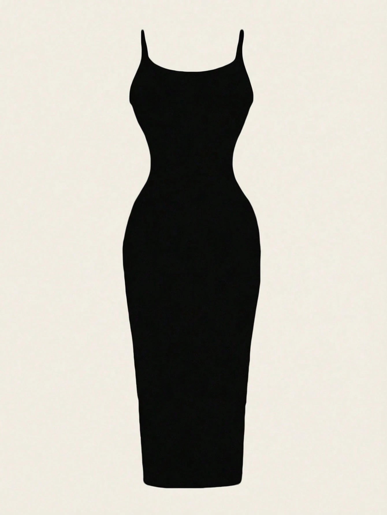 EZwear Casual Minimalist Full-Length Bodycon Camisole Dress, Suitable For Summer, 95% Cotton, Women's Daily Wear,Black Dress For Women