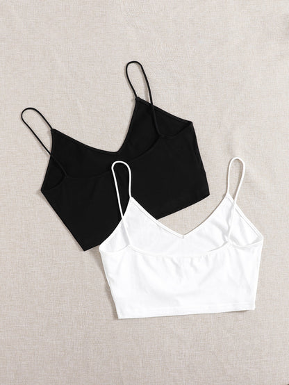 EZwear Plus 2pcs Solid Crop Cami Top