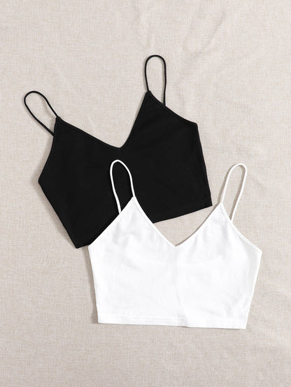 EZwear Plus 2pcs Solid Crop Cami Top