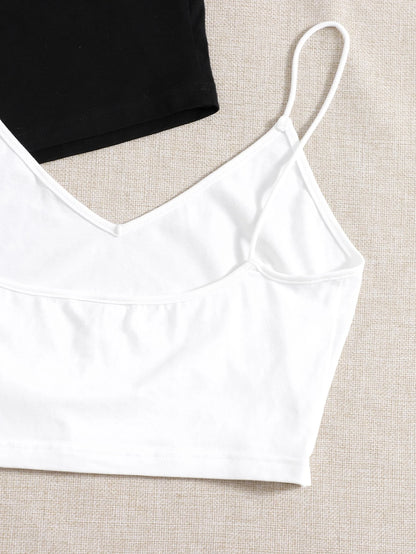 EZwear Plus 2pcs Solid Crop Cami Top