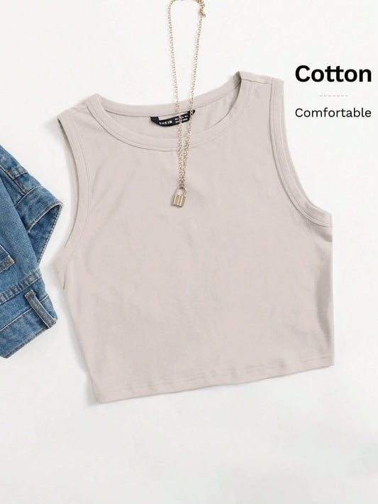 EZwear Solid Crop Tank Top