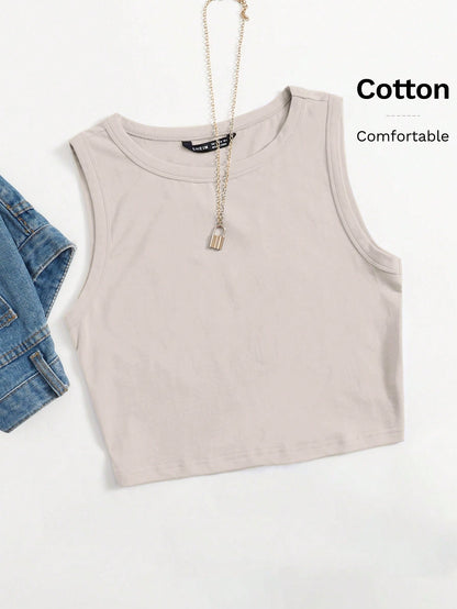 EZwear Solid Crop Tank Top
