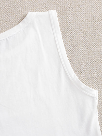 EZwear Summer Outfits Solid Round Neck Casual Tank Top
