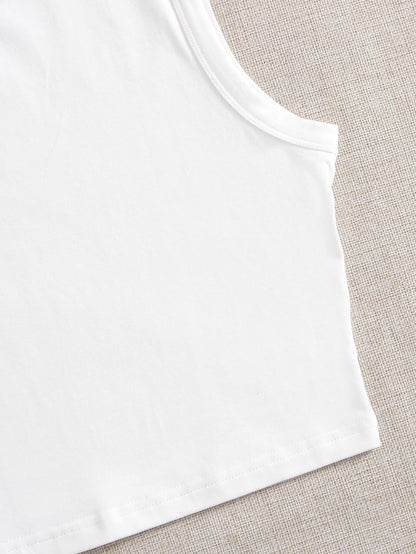 EZwear Summer Outfits Solid Round Neck Casual Tank Top