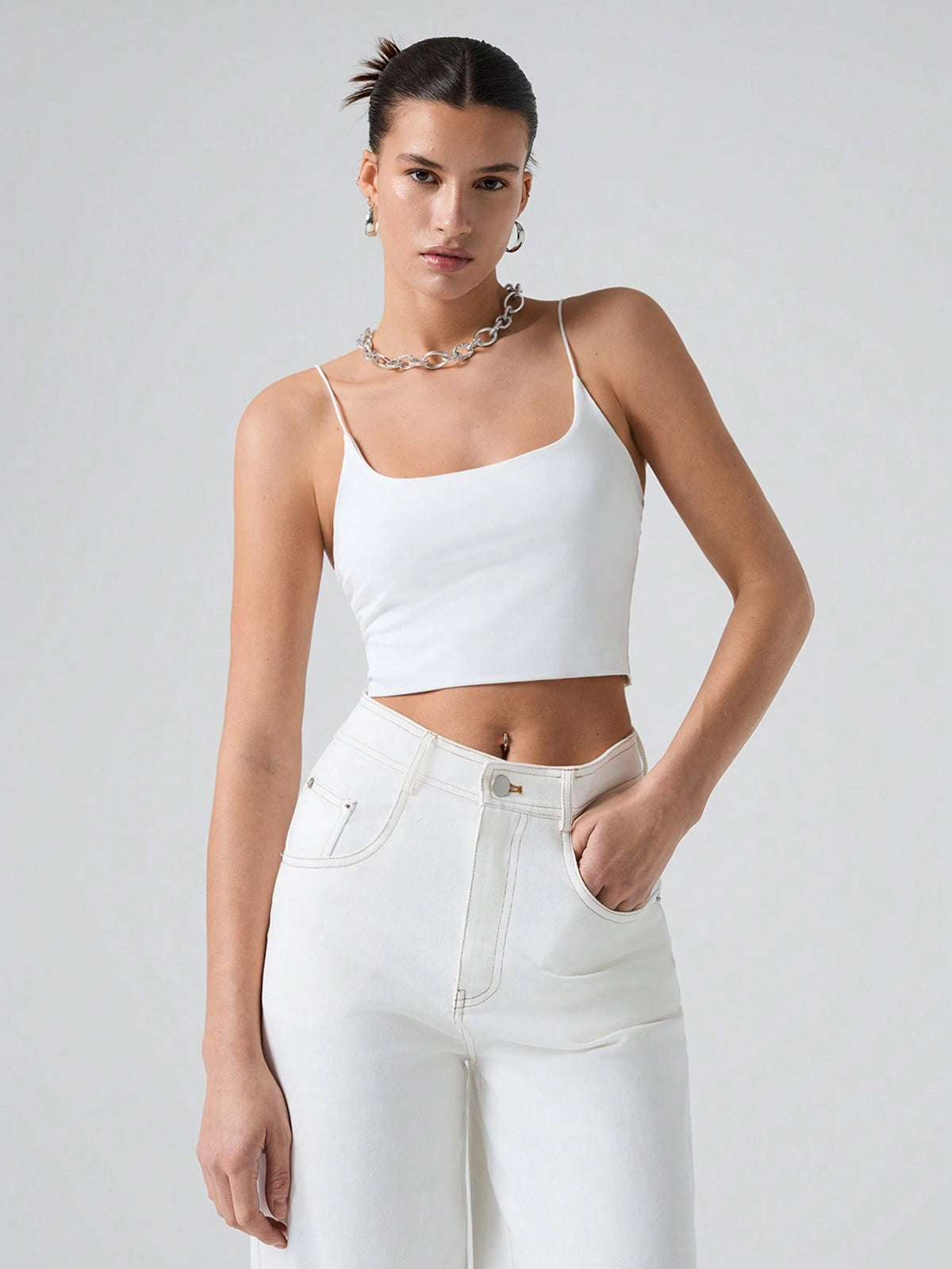 EZwear Summer Solid Crop Casual Cami Top