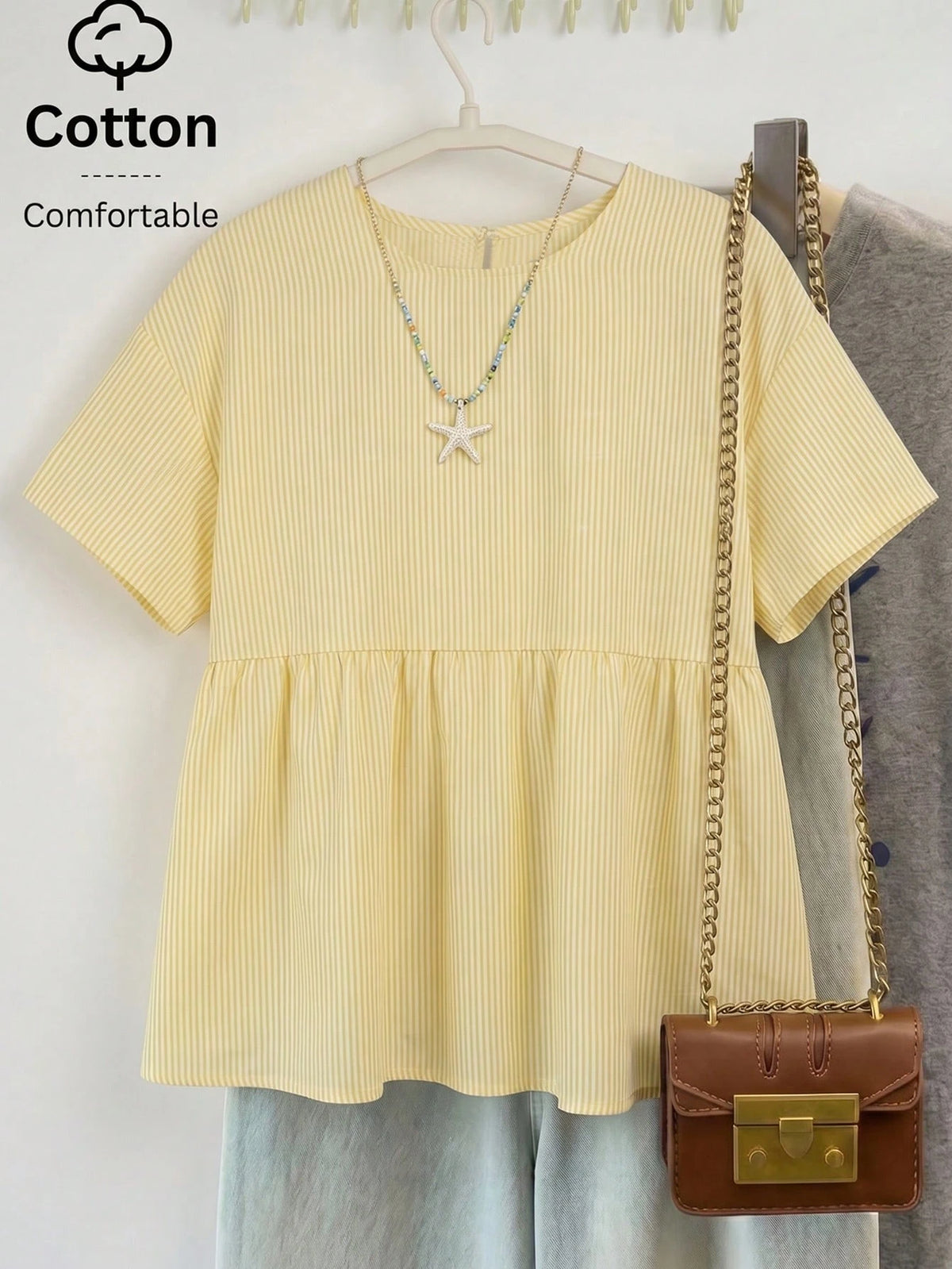 EZwear White Woven Women's Short Sleeve Shirt Picnic Summer Casual