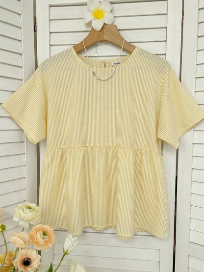 EZwear White Woven Women's Short Sleeve Shirt Picnic Summer Casual