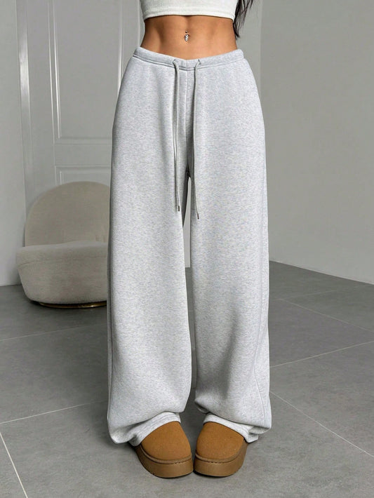 EZwear Women's Casual Simple Solid Color Loose Wide Leg Sweatpants Graduation, Back To School Outfits, Teacher Outfits For Women, Workout Light Grey Winter