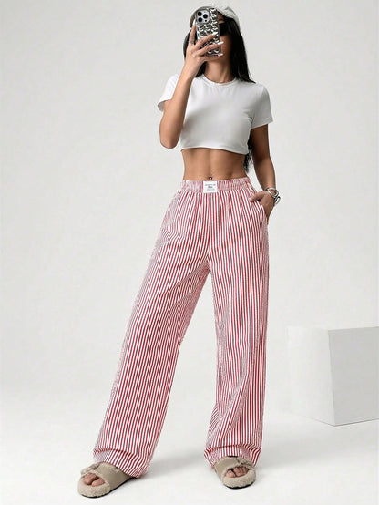 EZwear Women's Casual Striped Wide Leg Pants For Summer Women