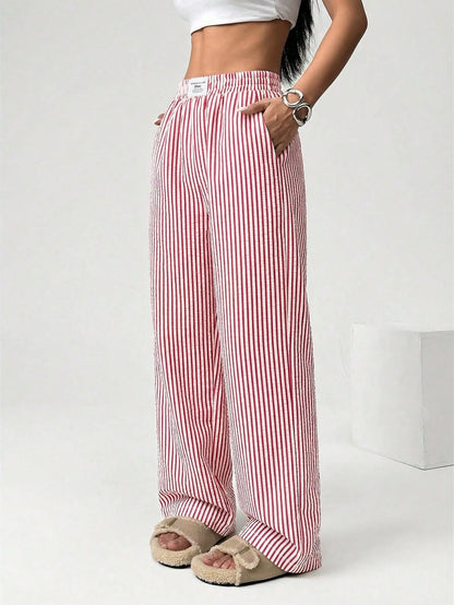 EZwear Women's Casual Striped Wide Leg Pants For Summer Women