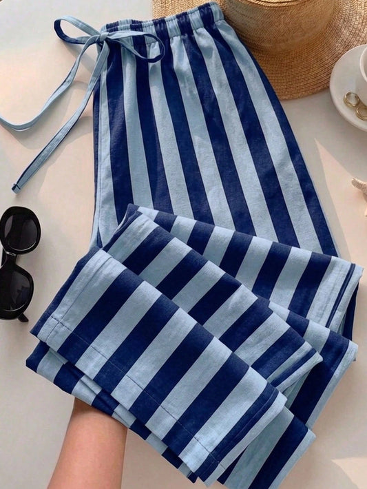 EZwear Women's Casual Tie Waist Straight Leg Pants, Suitable For Summer
