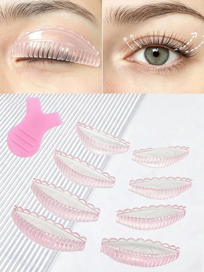 FAMOREYA Upgraded 8pcs/4 Sizes Lash Lift Pads, Reusable Lash Lift Lamination Shields, Soft And Skin-Friendly, High Elastic Self-Adhesive No Glue Design, Suitable For All Eye Shapes, Suitable For Home