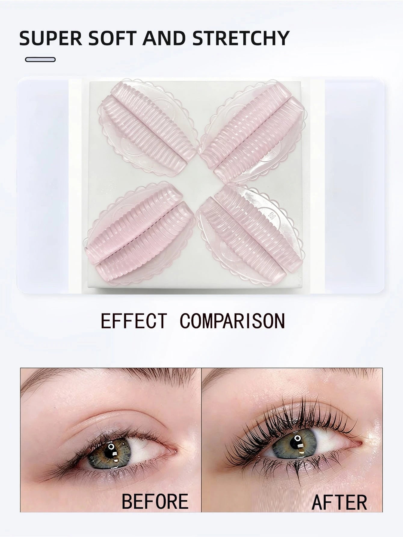 FAMOREYA Upgraded 8pcs/4 Sizes Lash Lift Pads, Reusable Lash Lift Lamination Shields, Soft And Skin-Friendly, High Elastic Self-Adhesive No Glue Design, Suitable For All Eye Shapes, Suitable For Home