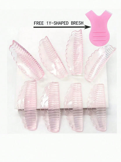 FAMOREYA Upgraded 8pcs/4 Sizes Lash Lift Pads, Reusable Lash Lift Lamination Shields, Soft And Skin-Friendly, High Elastic Self-Adhesive No Glue Design, Suitable For All Eye Shapes, Suitable For Home