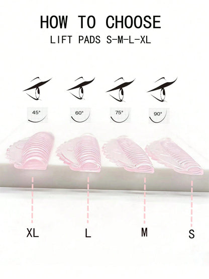 FAMOREYA Upgraded 8pcs/4 Sizes Lash Lift Pads, Reusable Lash Lift Lamination Shields, Soft And Skin-Friendly, High Elastic Self-Adhesive No Glue Design, Suitable For All Eye Shapes, Suitable For Home