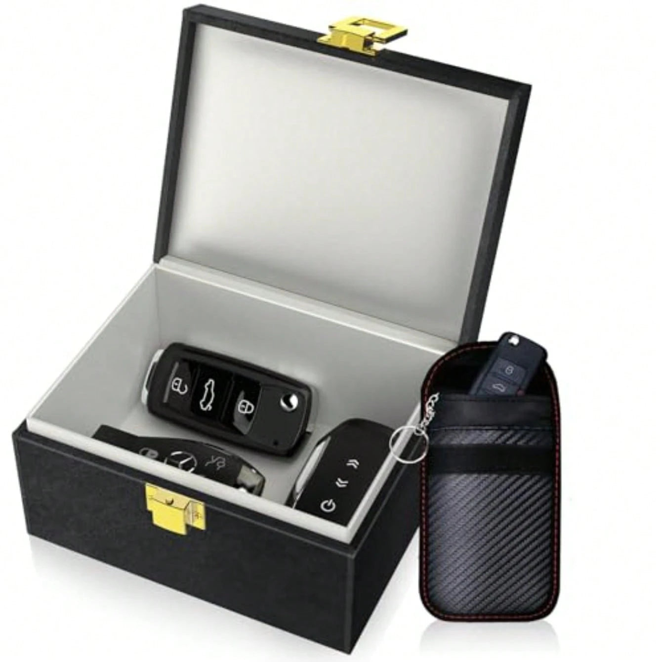Faraday Box With Faraday Bags For Car Keys, Car Key Signal Blocking Box, Keyless Entry Car Key Protector Anti-Theft Shielding Cage