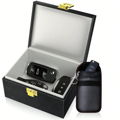 Faraday Box With Faraday Bags For Car Keys, Car Key Signal Blocking Box, Keyless Entry Car Key Protector Anti-Theft Shielding Cage