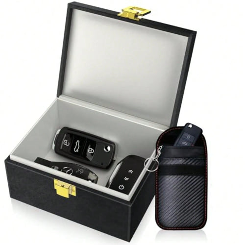 Faraday Box With Faraday Bags For Car Keys, Car Key Signal Blocking Box, Keyless Entry Car Key Protector Anti-Theft Shielding Cage
