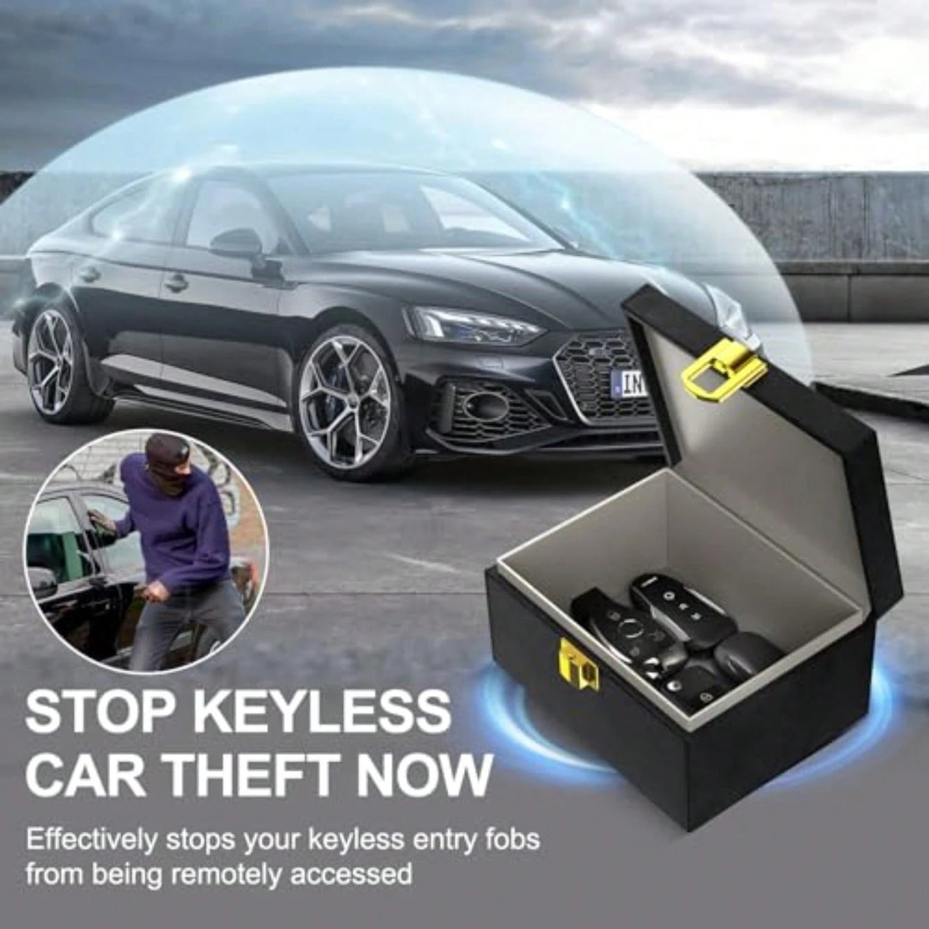Faraday Box With Faraday Bags For Car Keys, Car Key Signal Blocking Box, Keyless Entry Car Key Protector Anti-Theft Shielding Cage