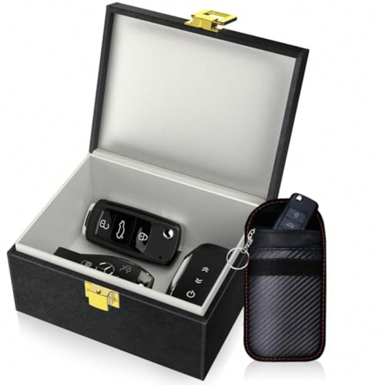 Faraday Box With Faraday Bags For Car Keys, Car Key Signal Blocking Box, Keyless Entry Car Key Protector Anti-Theft Shielding Cage