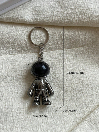 Fashion Astronaut 3D Space Robot Keychain Ring Pendant Creative Universe Bag Accessory Bag Charm Gift, Valentine's Day, Fashion, Suitable For Teenage Girls, Women, College Students, Teachers, White-Co