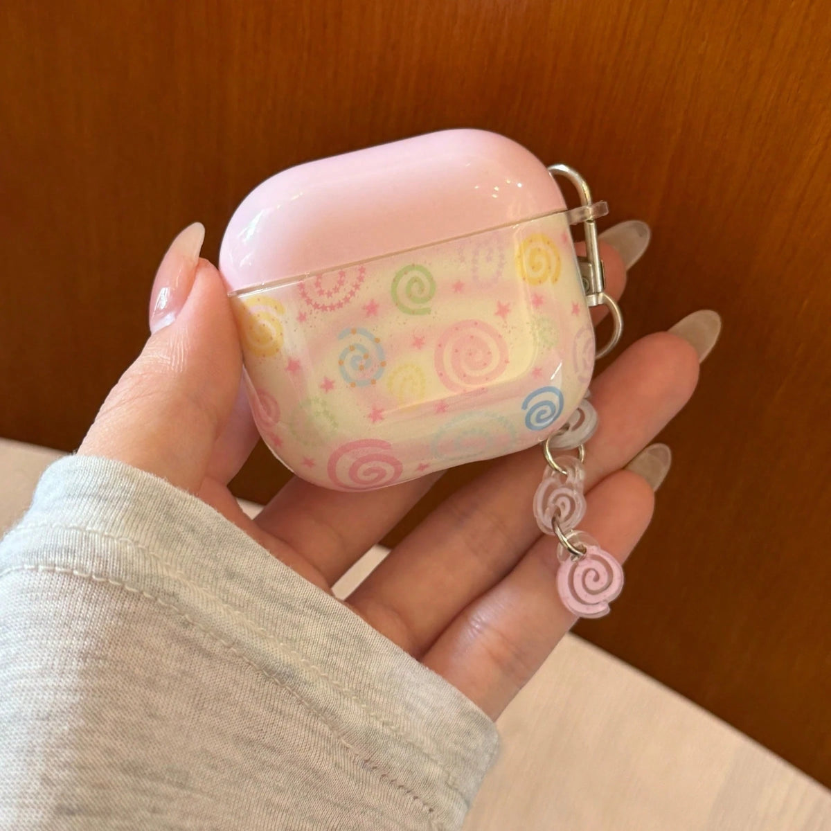 Fashion Creative Colorful Striped Circle With Hanging Ring Earphone Case Compatible With Airpods 4th Generation Cute Earphone Cover Apple 2nd Generation 3rd Generation New Protective Case Pendant Airp