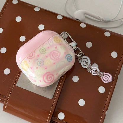 Fashion Creative Colorful Striped Circle With Hanging Ring Earphone Case Compatible With Airpods 4th Generation Cute Earphone Cover Apple 2nd Generation 3rd Generation New Protective Case Pendant Airp