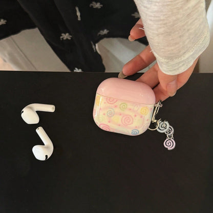 Fashion Creative Colorful Striped Circle With Hanging Ring Earphone Case Compatible With Airpods 4th Generation Cute Earphone Cover Apple 2nd Generation 3rd Generation New Protective Case Pendant Airp
