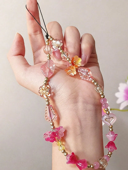 Fashion Exotic Floral Phone Lanyard Wrist Accessory For Women, Universal For Phone Case, Bag, Keychain
