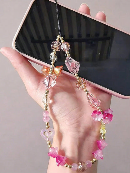 Fashion Exotic Floral Phone Lanyard Wrist Accessory For Women, Universal For Phone Case, Bag, Keychain