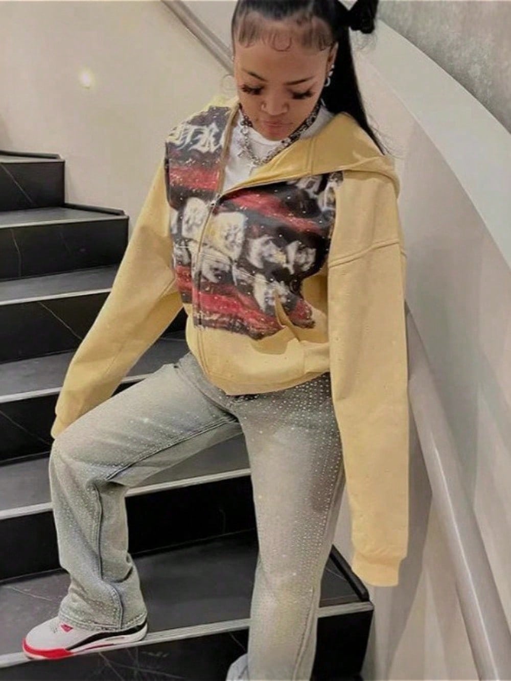Fashion Loose Spring New, The Same Digital Printing Polka Dot Zipper Sweater For Men And Women
