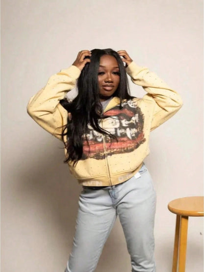 Fashion Loose Spring New, The Same Digital Printing Polka Dot Zipper Sweater For Men And Women