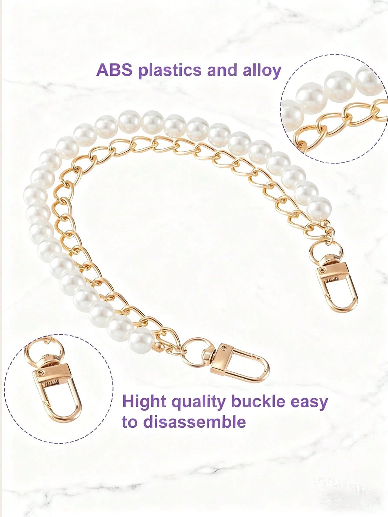 Fashionable Beaded Handbag With Retro Minimalist Faux Pearl Alloy Clasp Chain Travel Accessories Keychain Accessories Gold Keychain Bag Charm Purse Charm Keyring