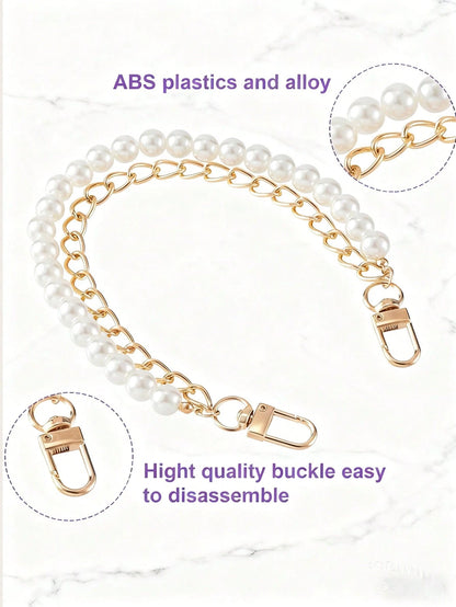 Fashionable Beaded Handbag With Retro Minimalist Faux Pearl Alloy Clasp Chain Travel Accessories Keychain Accessories Gold Keychain Bag Charm Purse Charm Keyring