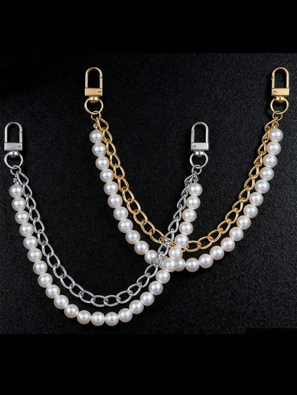 Fashionable Beaded Handbag With Retro Minimalist Faux Pearl Alloy Clasp Chain Travel Accessories Keychain Accessories Gold Keychain Bag Charm Purse Charm Keyring
