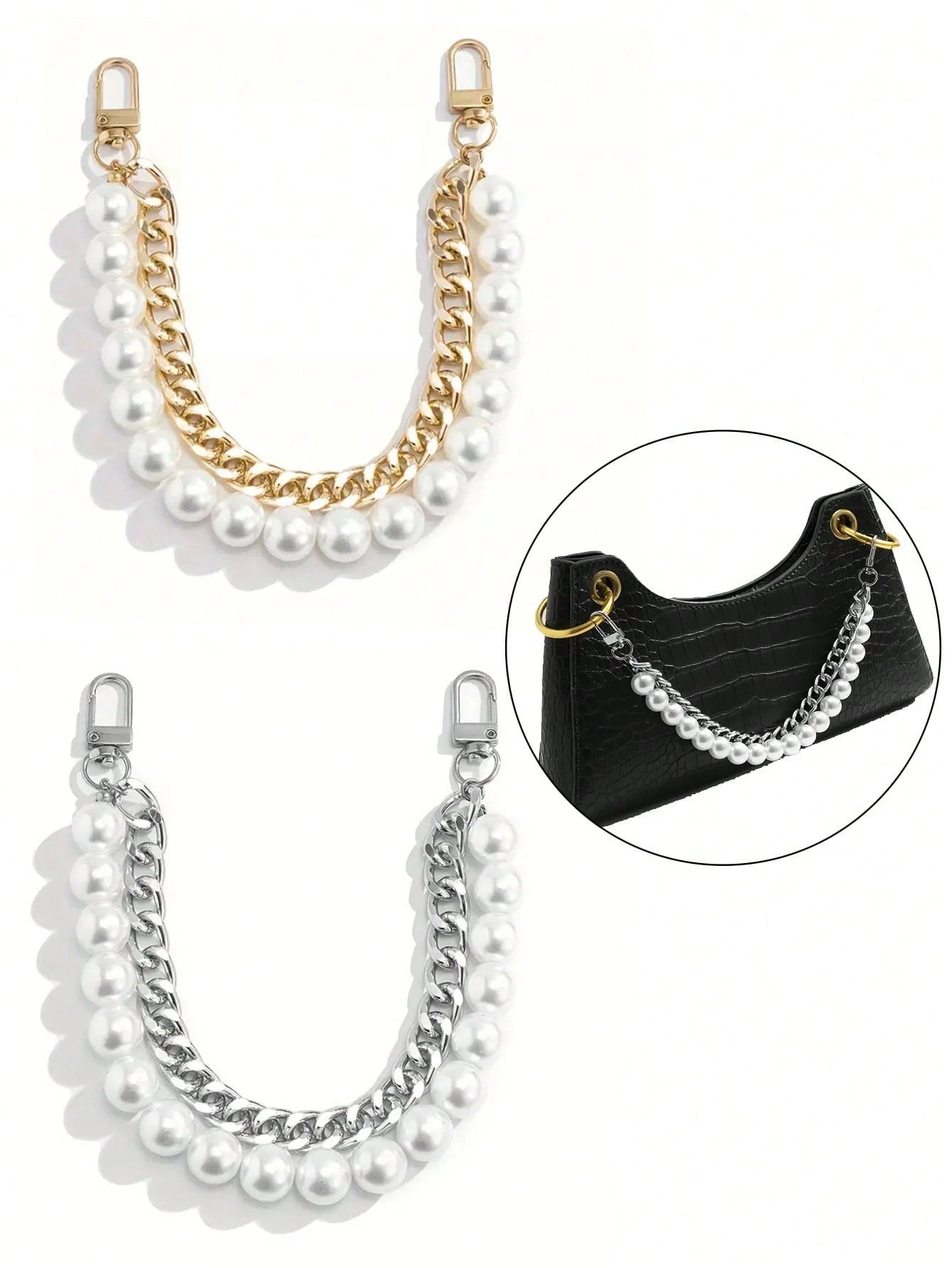 Fashionable Beaded Handbag With Retro Minimalist Faux Pearl Alloy Clasp Chain Travel Accessories Keychain Accessories Gold Keychain Bag Charm Purse Charm Keyring