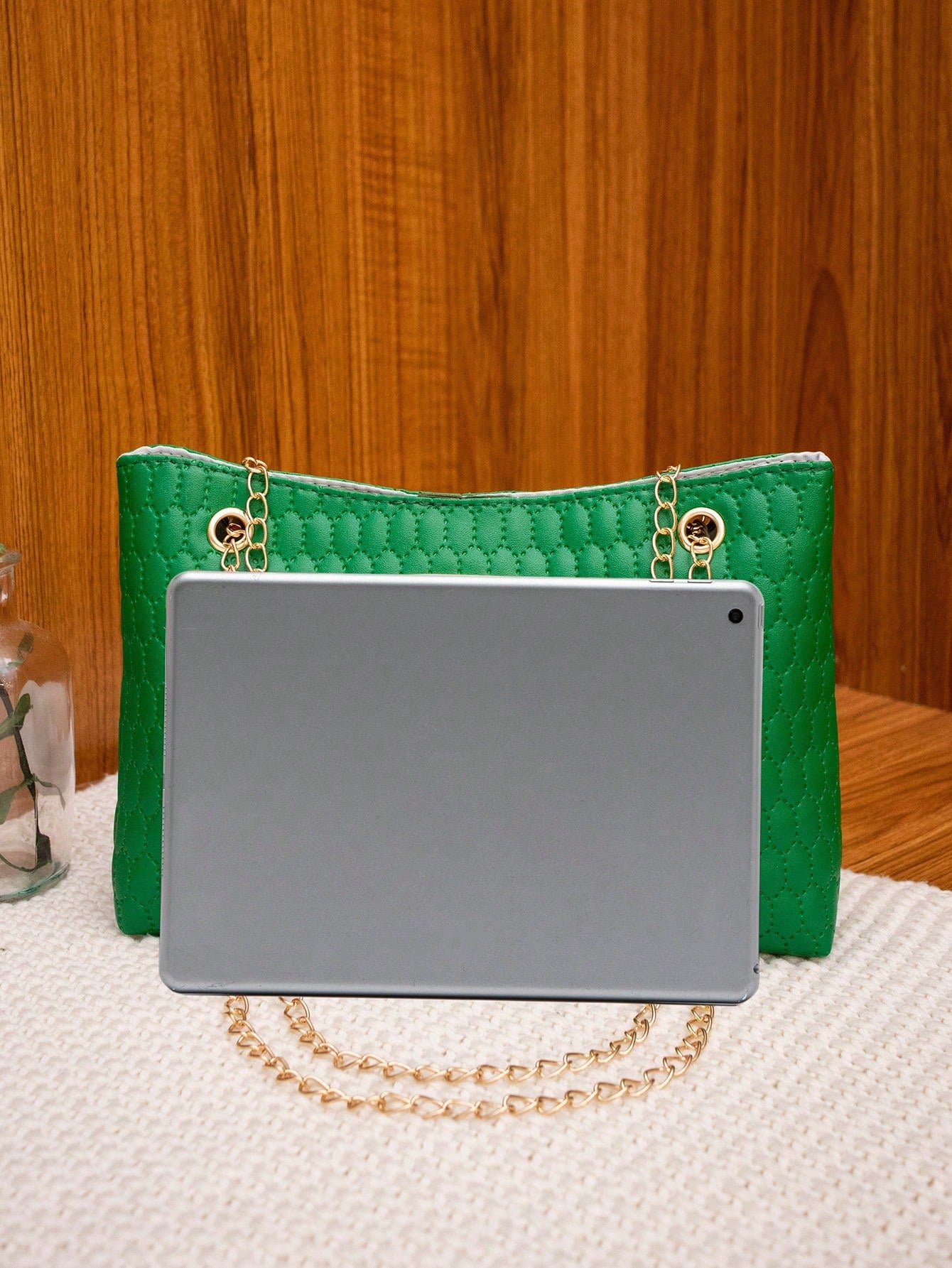 Fashionable Embossed Handbag, Simple And Versatile Bag With Chain Strap For Women, Can Be Worn As Shoulder Bag Or Crossbody Bag, Green