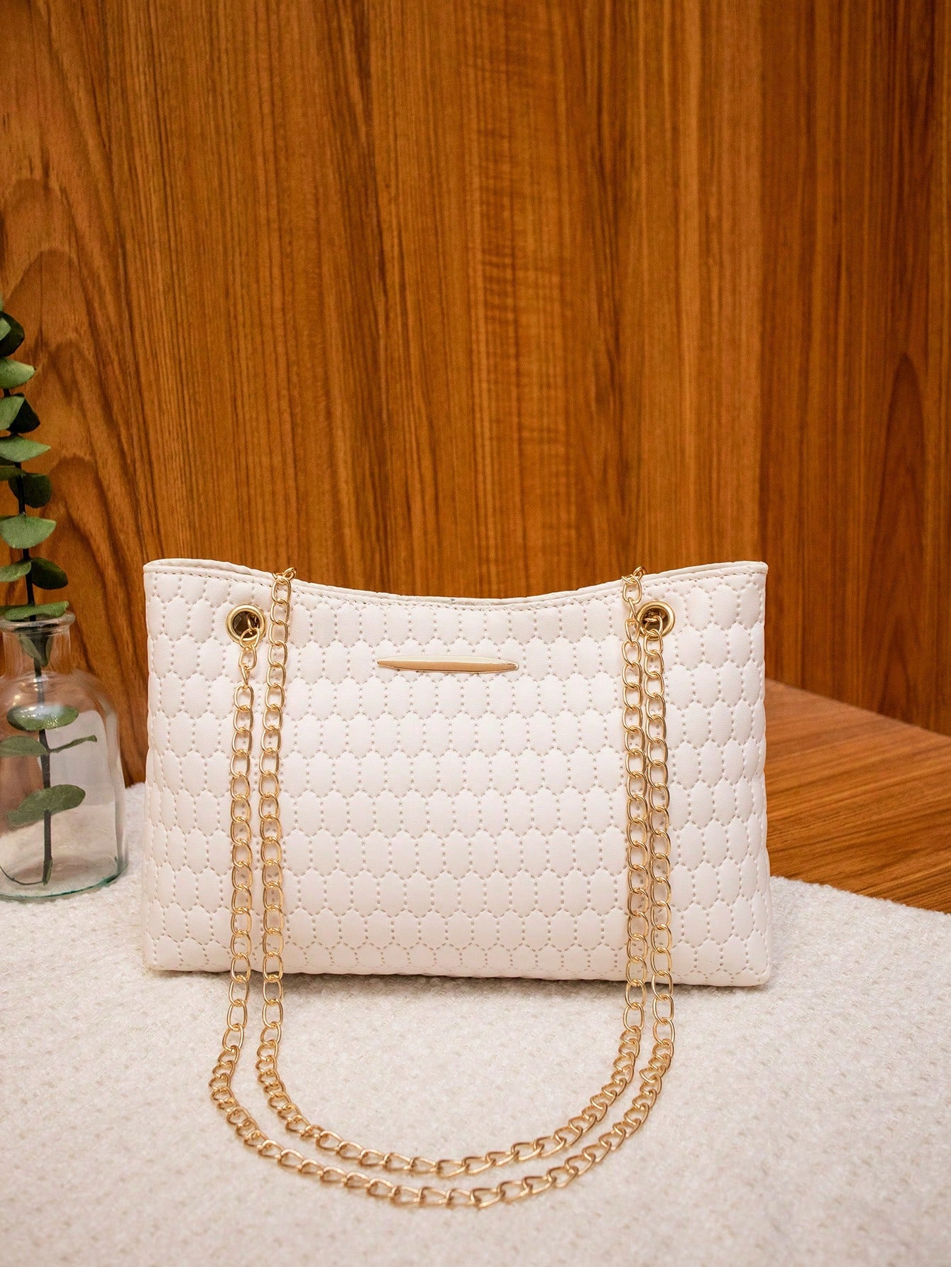 Fashionable Embossed Handbag, Simple And Versatile Bag With Chain Strap For Women, Can Be Worn As Shoulder Bag Or Crossbody Bag, Green