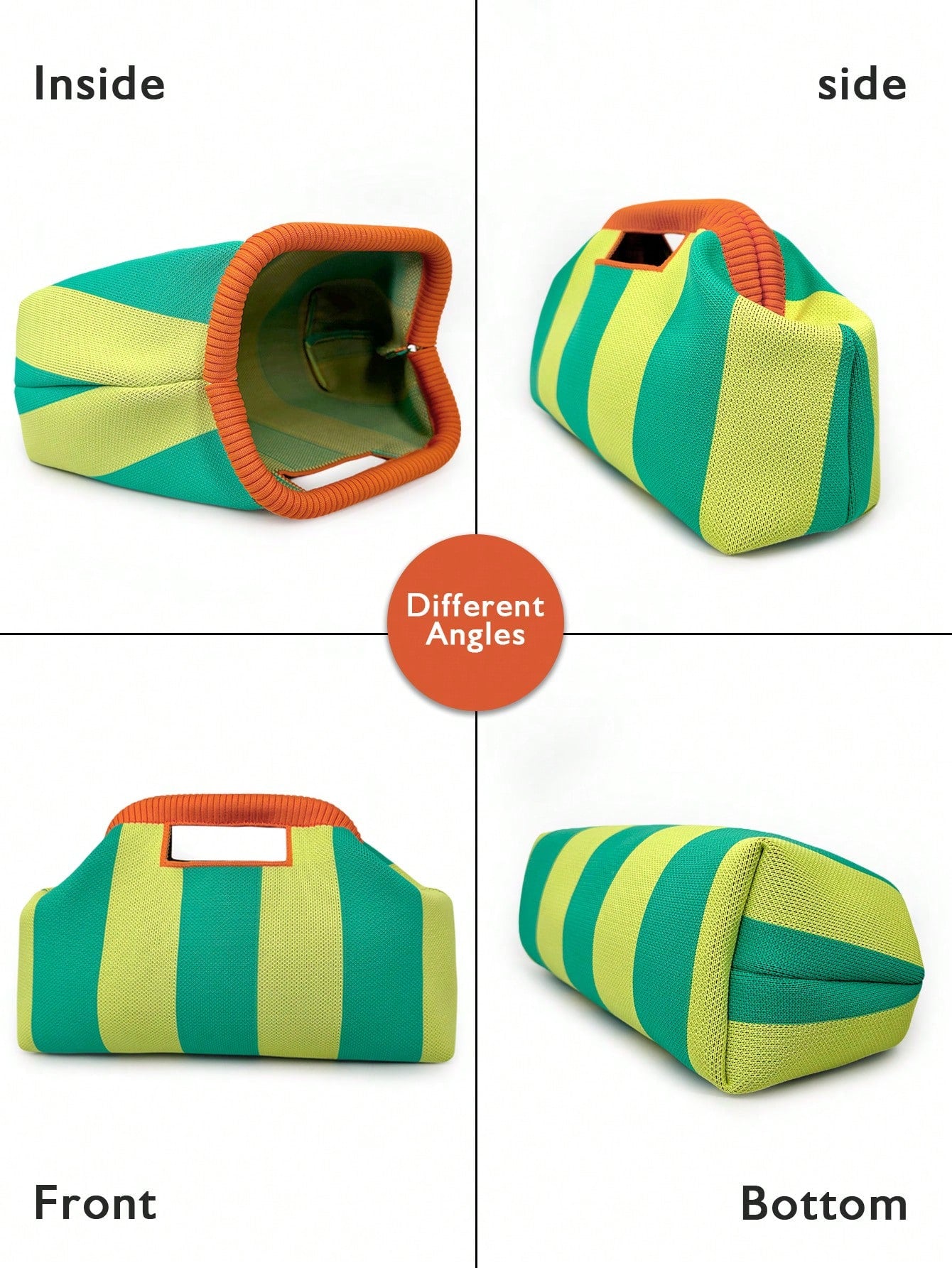 Fashionable New Color-Block Striped Clutch Bag, Handheld Design Knit Tote Bag With Clasp, Suitable For Party, Gathering, Evening Dinner, Vacation, Travel, Beach, Daily Commute, Shopping, Gift For Frie